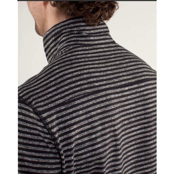 Lululemon Mens Sz M Studio Half Zip Jacket Classic Stripe Heathered Black Grey - Picture 3 of 16